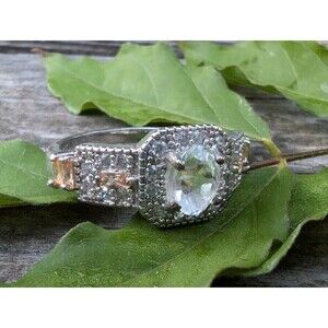 Vintage Sterling Solitaire Art Deco Style Simulated Diamond Ring